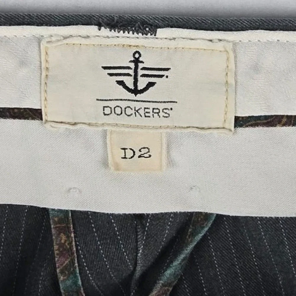 Dockers Pinstripe Dress Pants Men 36x32 Gray Straight Leg Business Casual Office